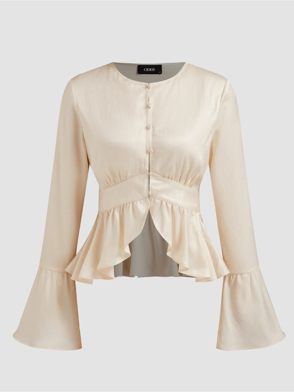 NWT CIDER ROUND NECKLINE RUFFLE HEM BLOUSE - Picture 6 of 15